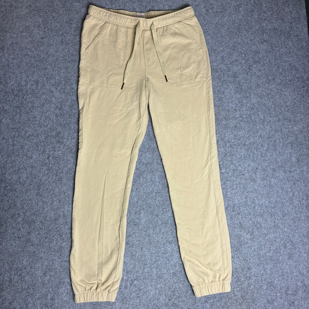 Weatherproof Vintage Mens Small Khaki Tan Jogger Pants Drawstring Elastic Waist